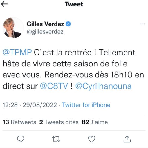 Gilles Verdez Tweet