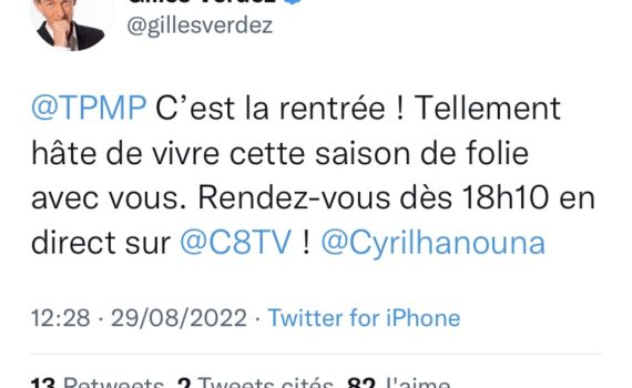 Gilles Verdez Tweet